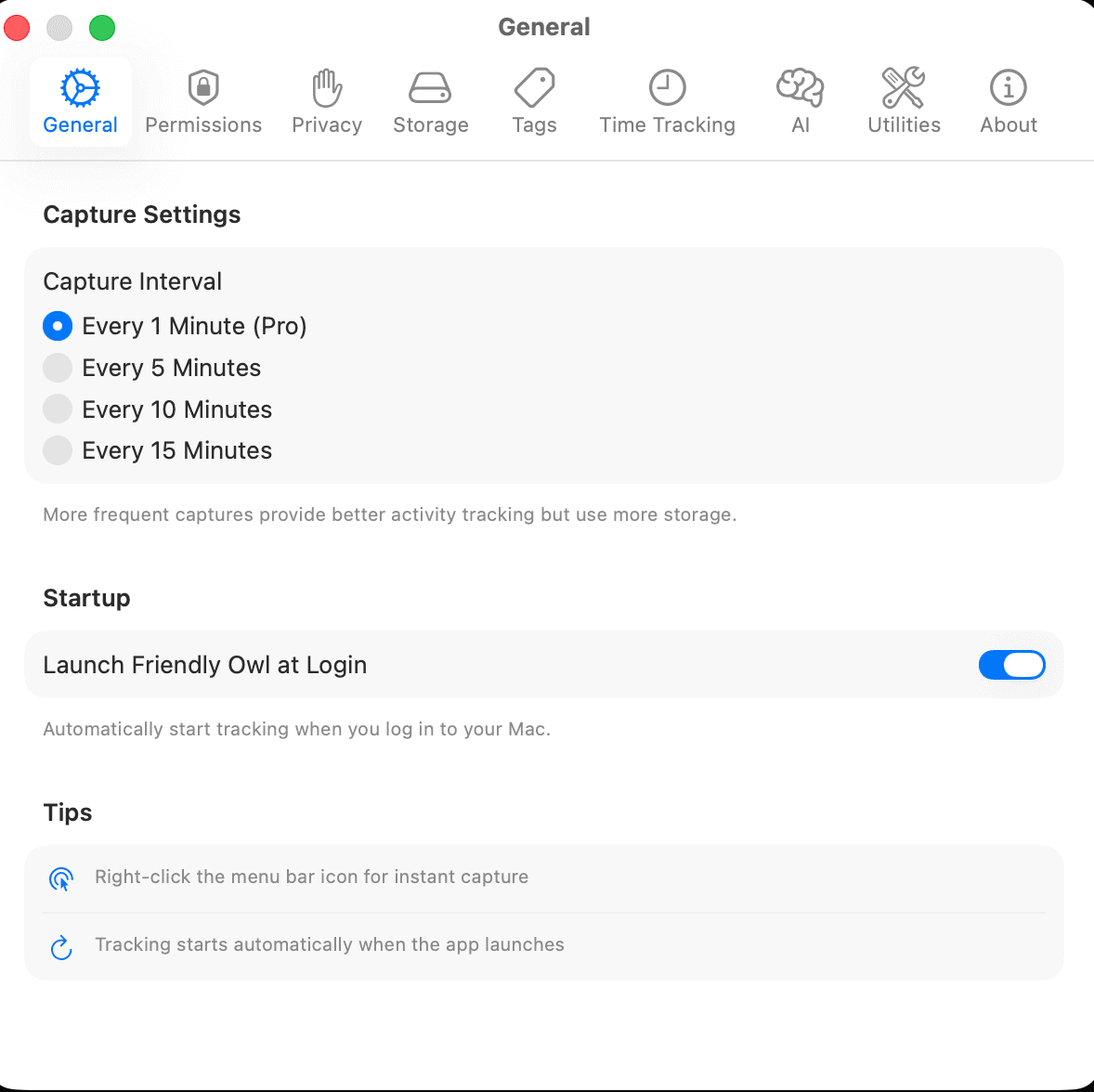 General settings