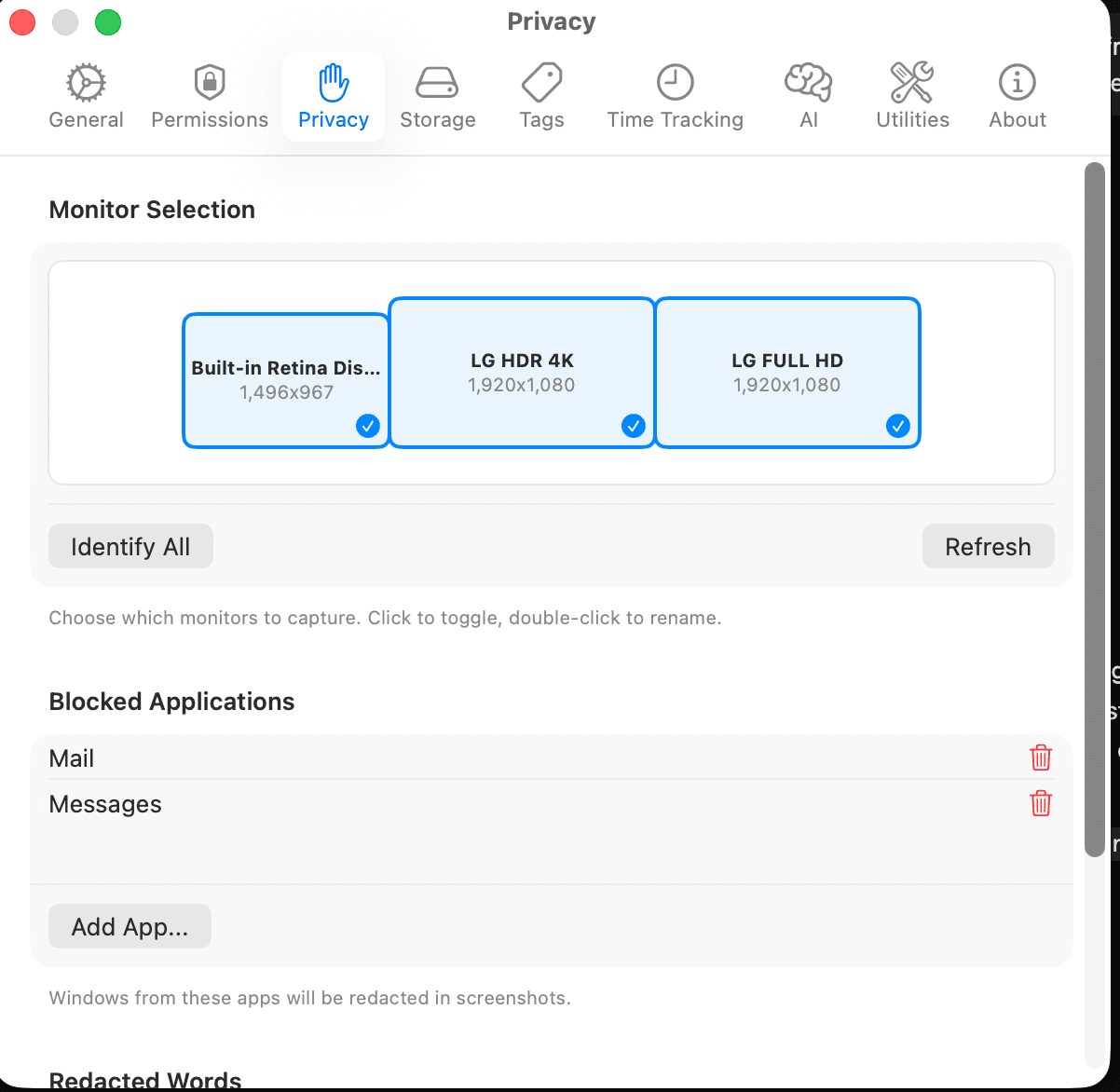 Privacy controls